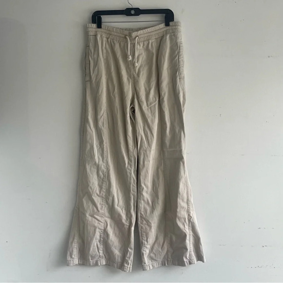 Free People We the Free Khaki High Waist Drawstring Wide Leg Pants 22456 - Picture 2 of 13